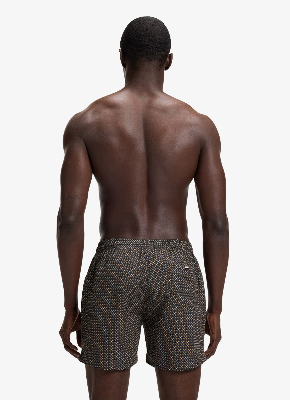 BOSS Zwemshort met microprint en logopatch - achterkant 4 black-004 / zwart
