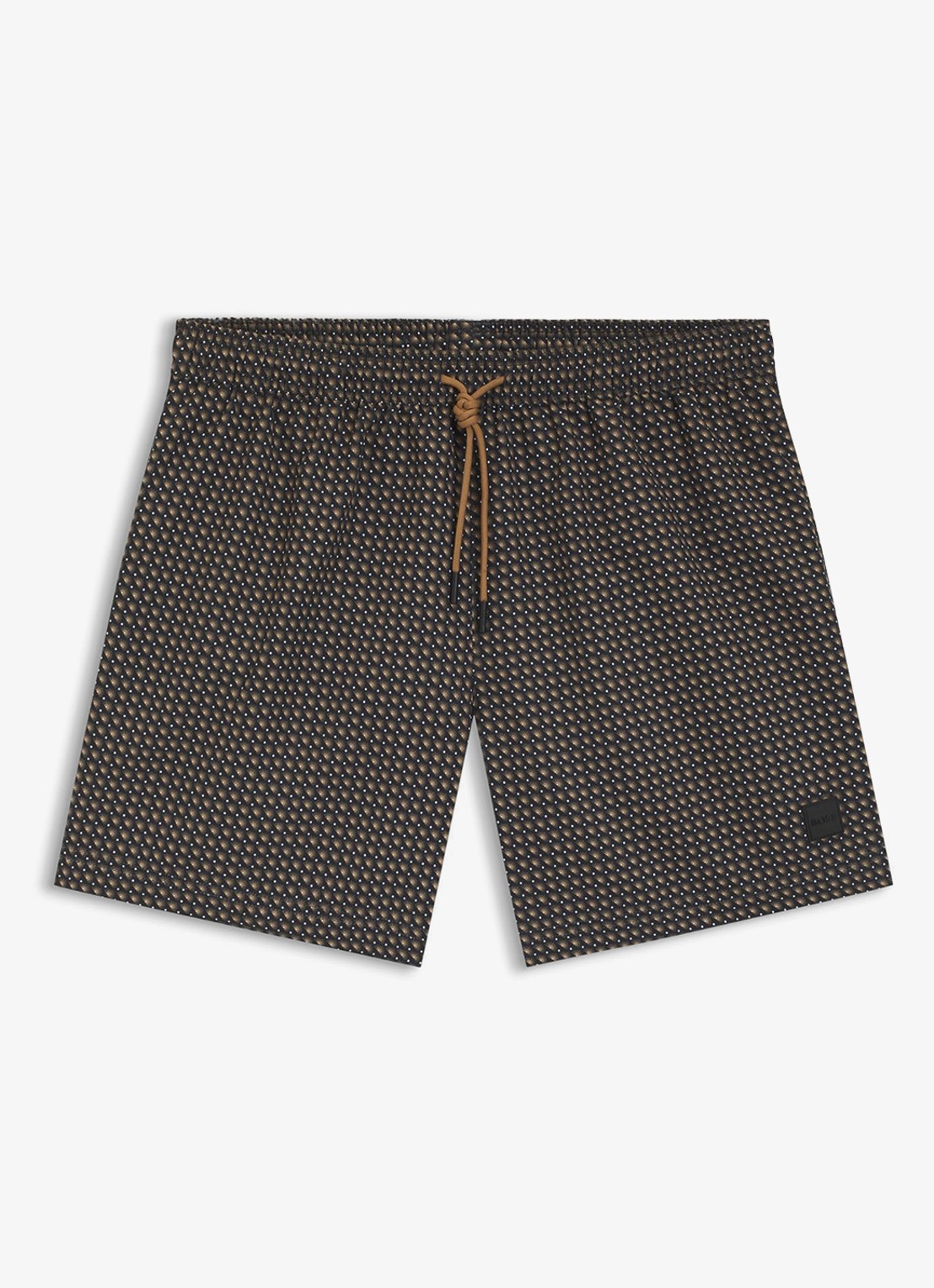 BOSS Zwemshort met microprint en logopatch - voorkant 3 black-004 / zwart