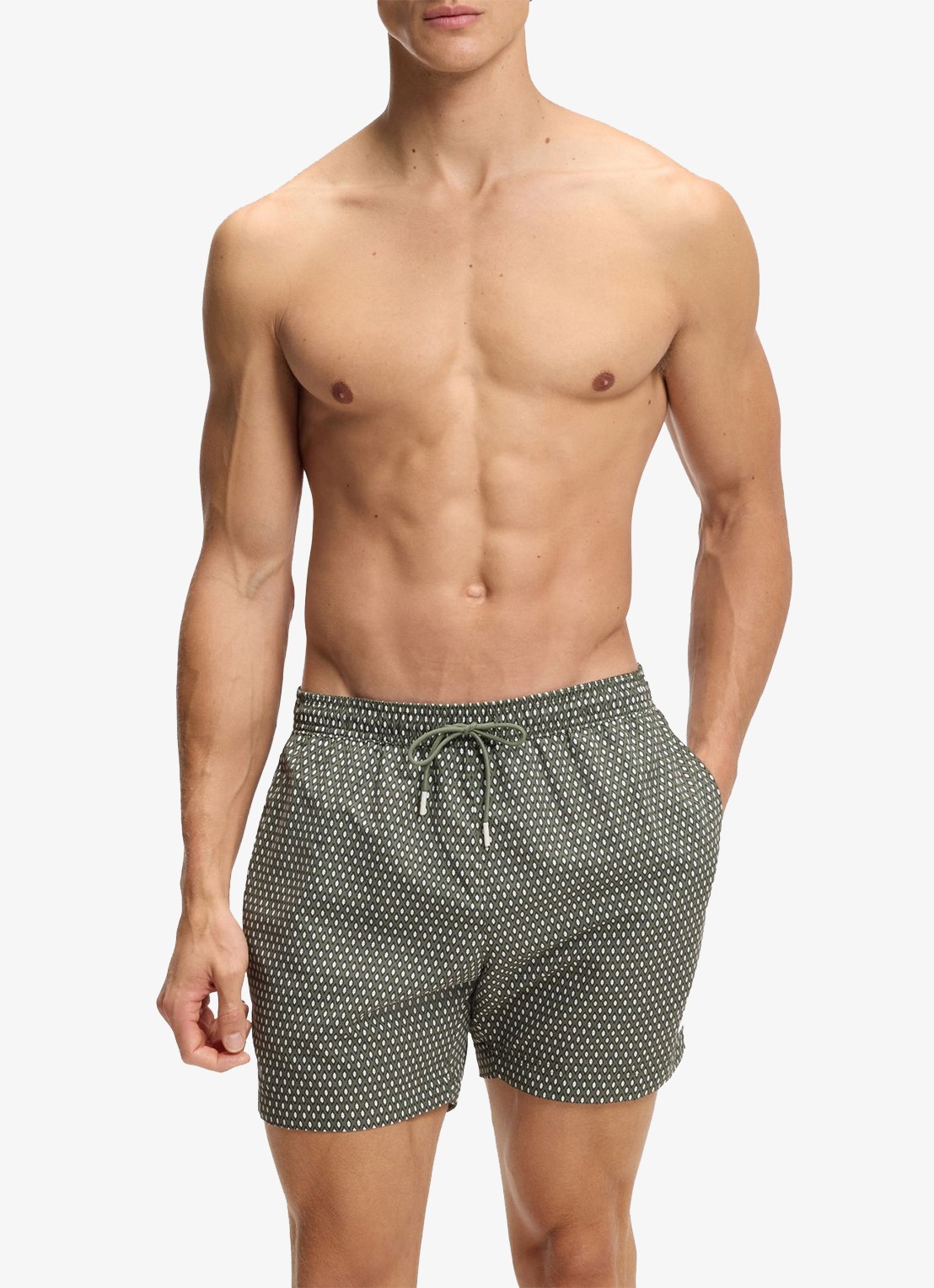 BOSS Zwemshort met microprint en logopatch - detail 2 open green-351 / groen