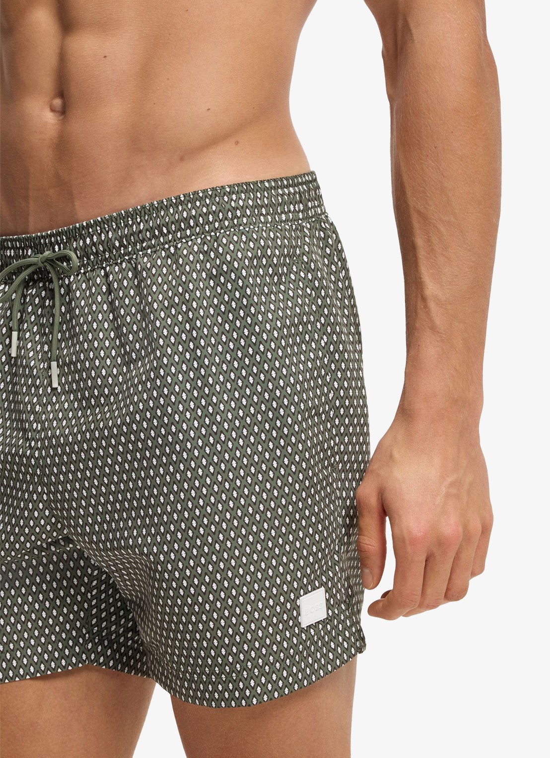 BOSS Zwemshort met microprint en logopatch - detail 3 open green-351 / groen