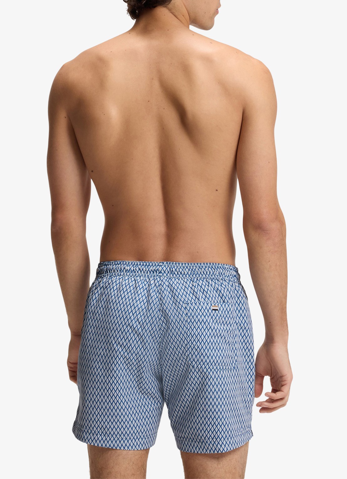 BOSS Zwemshort met microprint en logopatch - achterkant open blue-462 / blauw