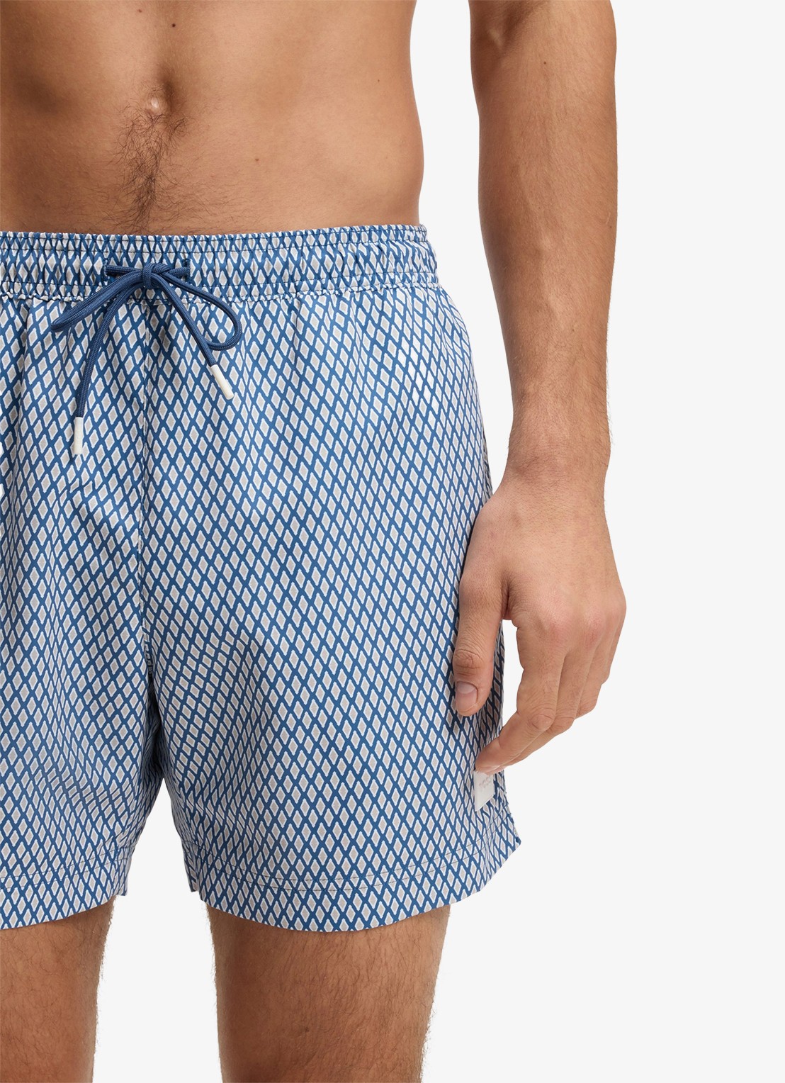 BOSS Zwemshort met microprint en logopatch - detail 4 open blue-462 / blauw