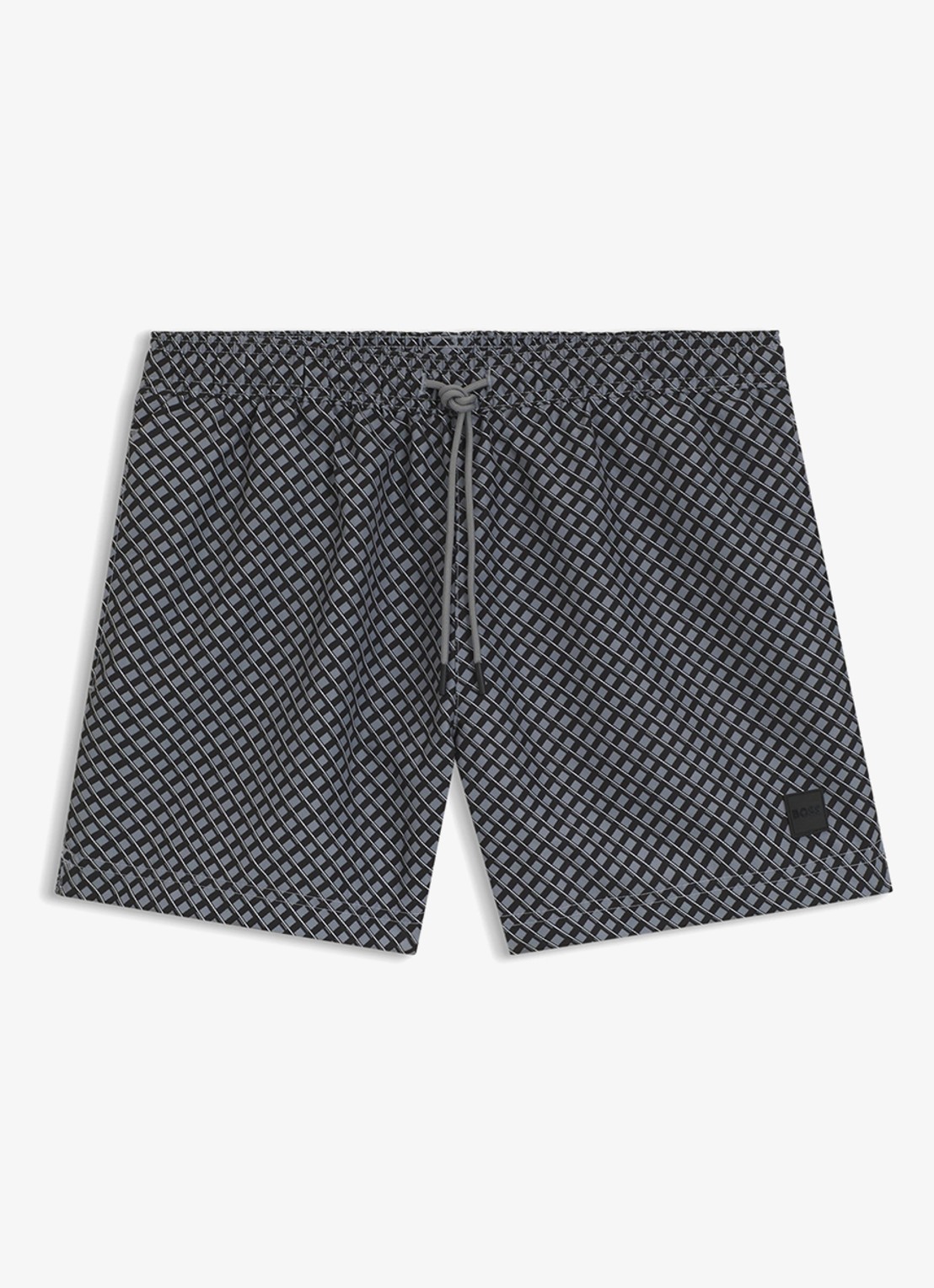 BOSS Zwemshort met microprint en logopatch - voorkant 2 open grey-079 / grijs