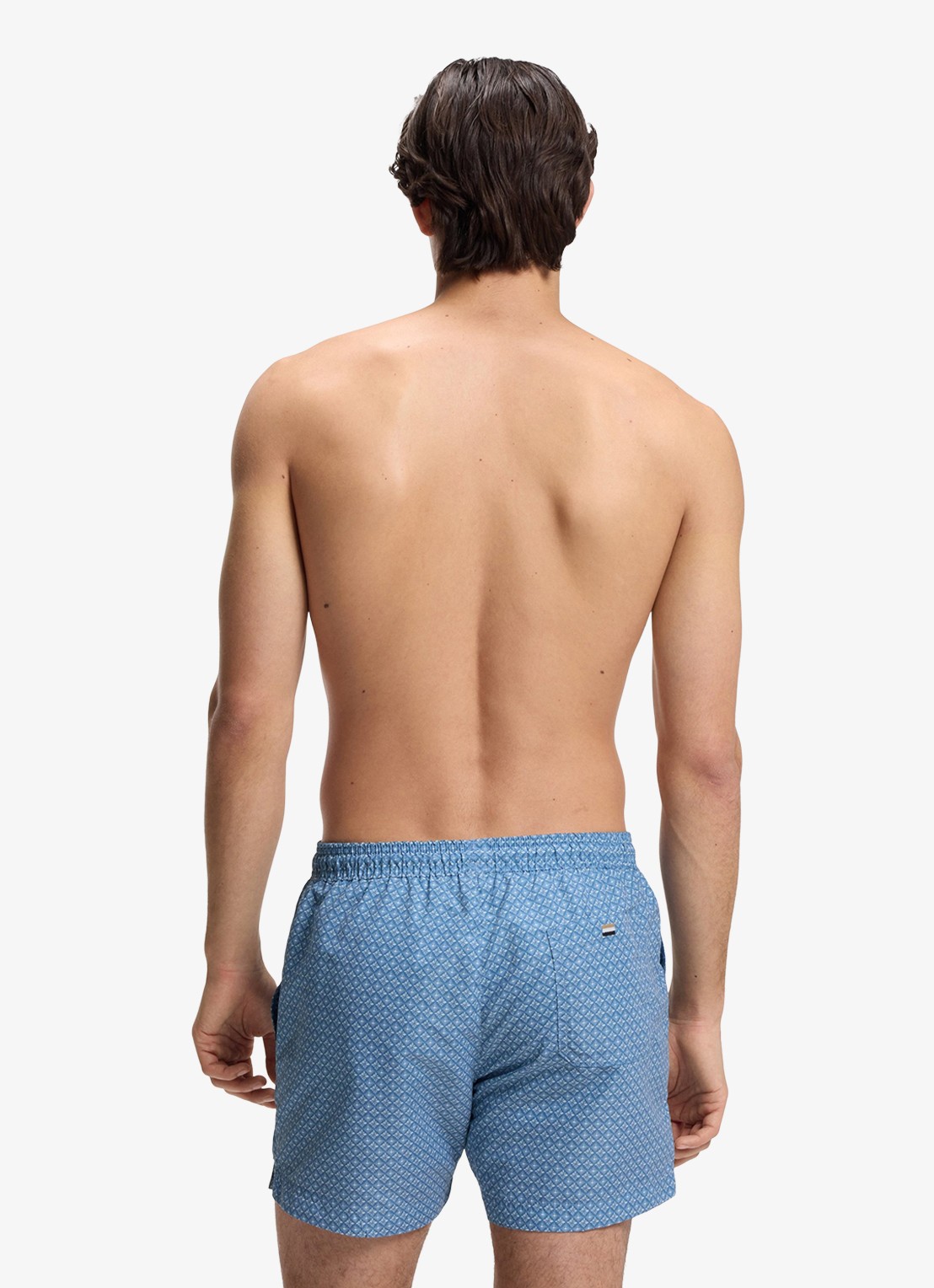 BOSS Zwemshort met microprint en logopatch - achterkant light/pastel blue-458 / blauw