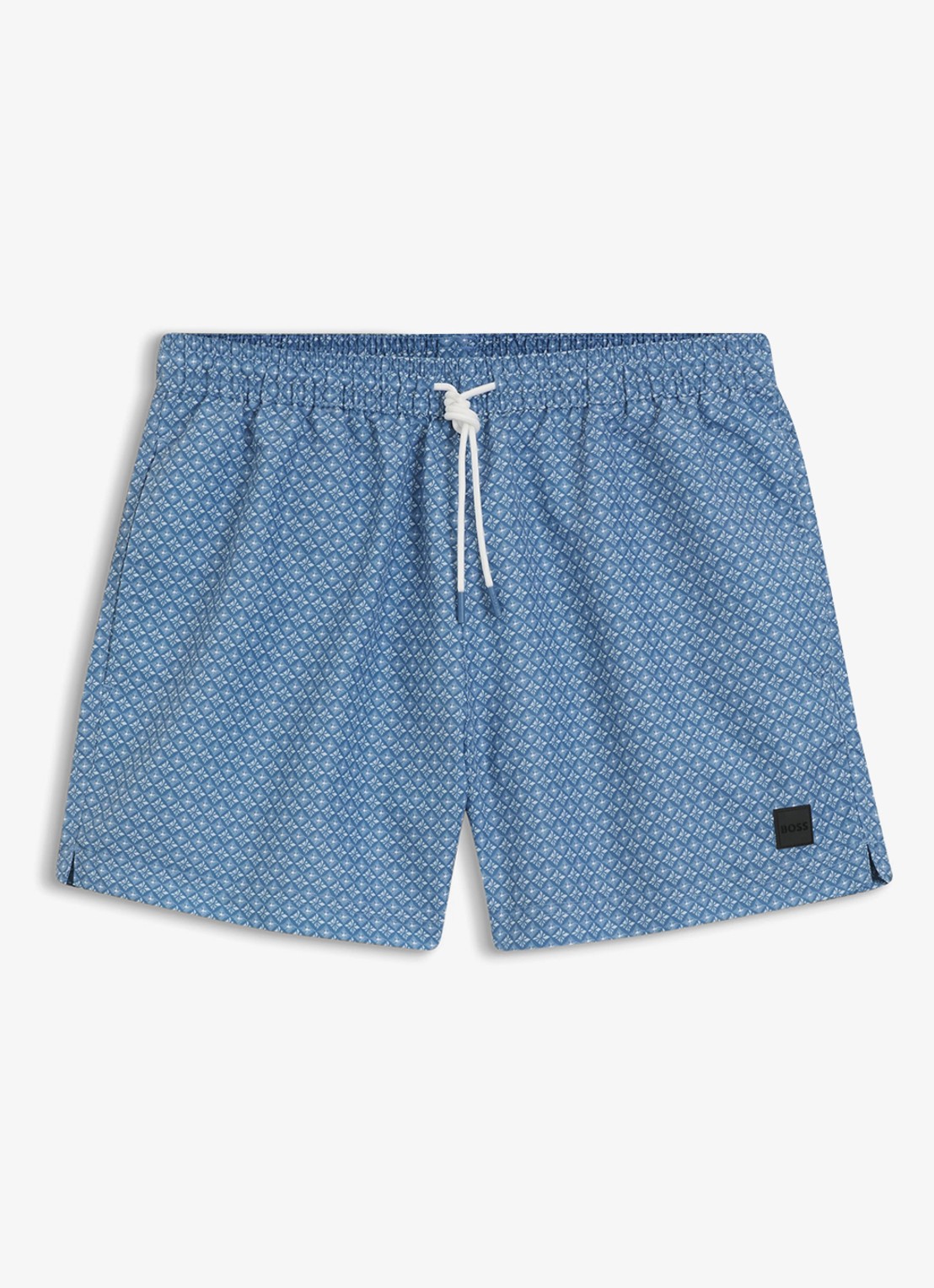 BOSS Zwemshort met microprint en logopatch - voorkant 2 light/pastel blue-458 / blauw