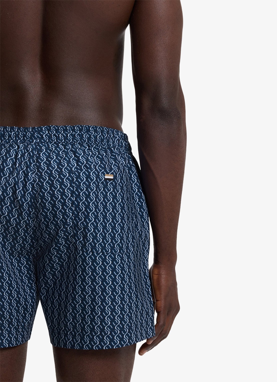 BOSS Zwemshort met microprint en logopatch - detail 3 navy-418 / blauw