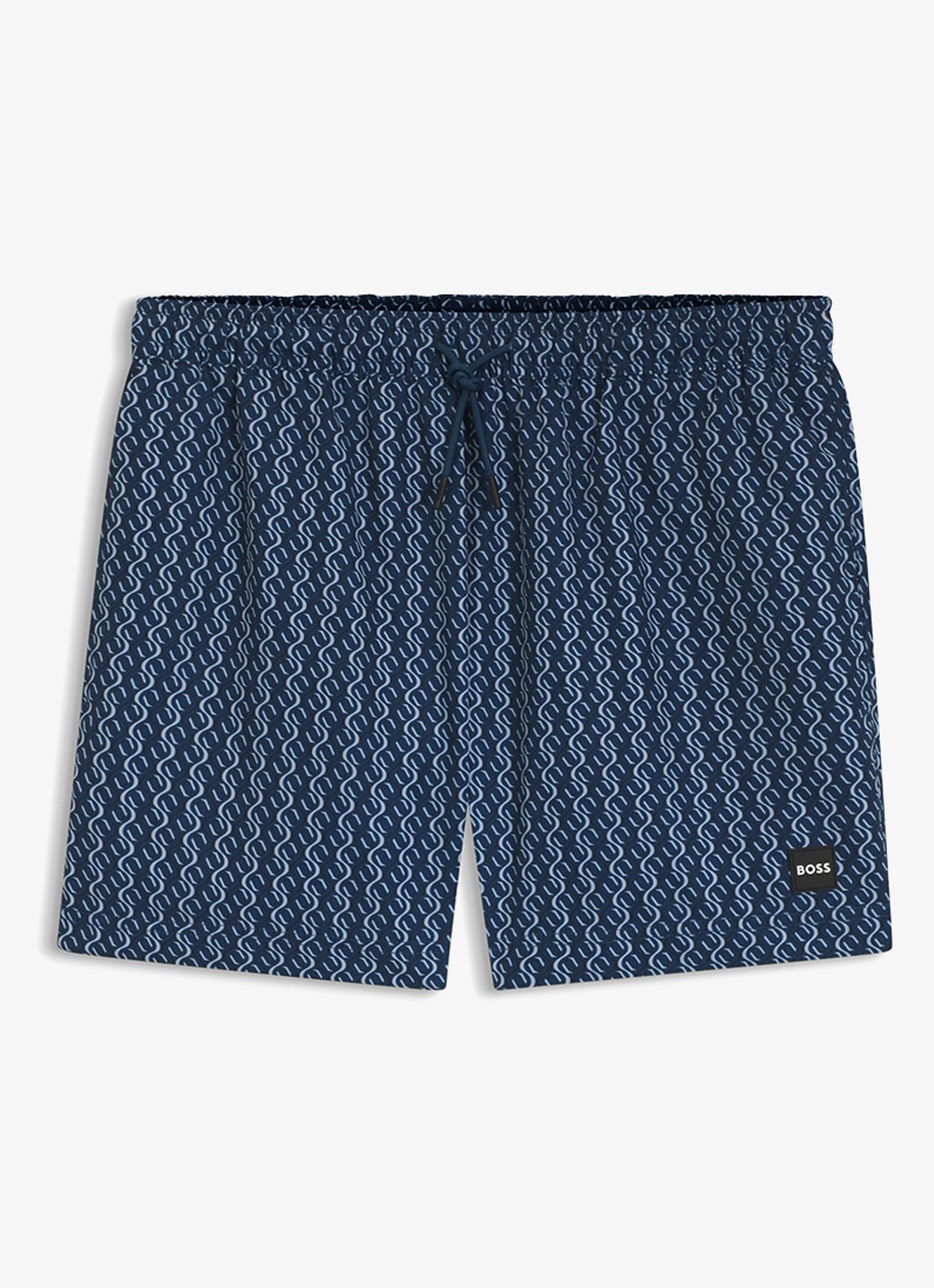 BOSS Zwemshort met microprint en logopatch - voorkant 4 navy-418 / blauw