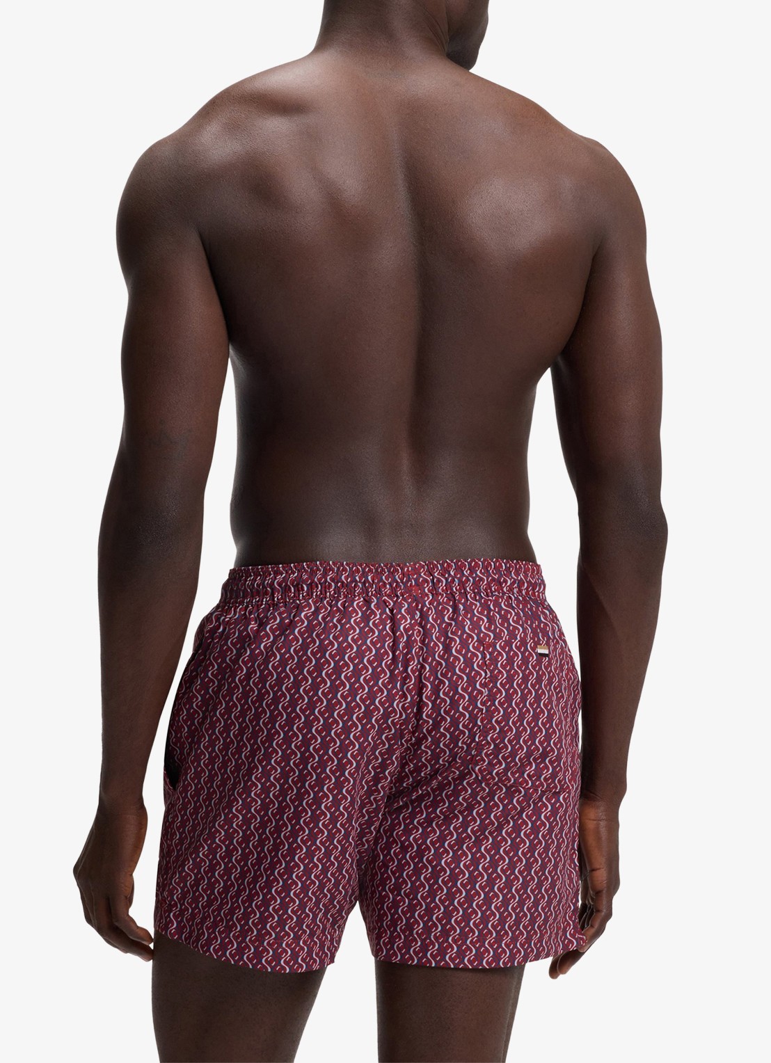BOSS Zwemshort met microprint en logopatch - achterkant medium red-614 / rood