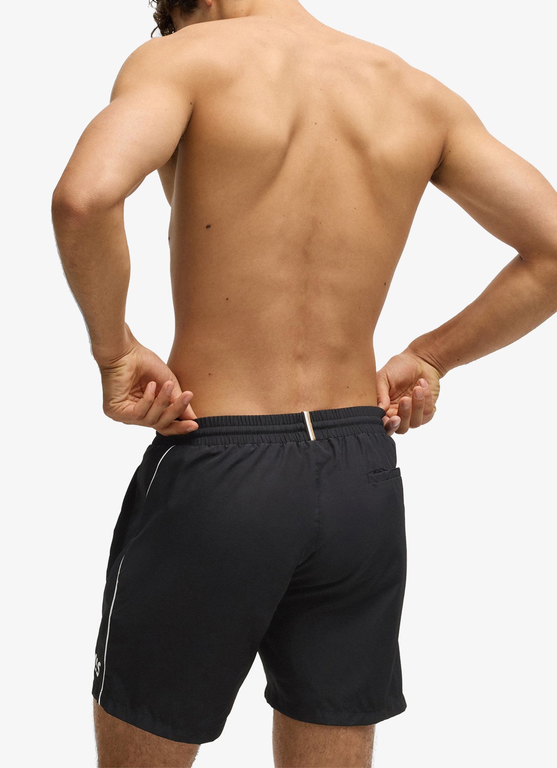 BOSS Zwemshorts met steekzakken en logo - achterkant 4 black-001 / zwart