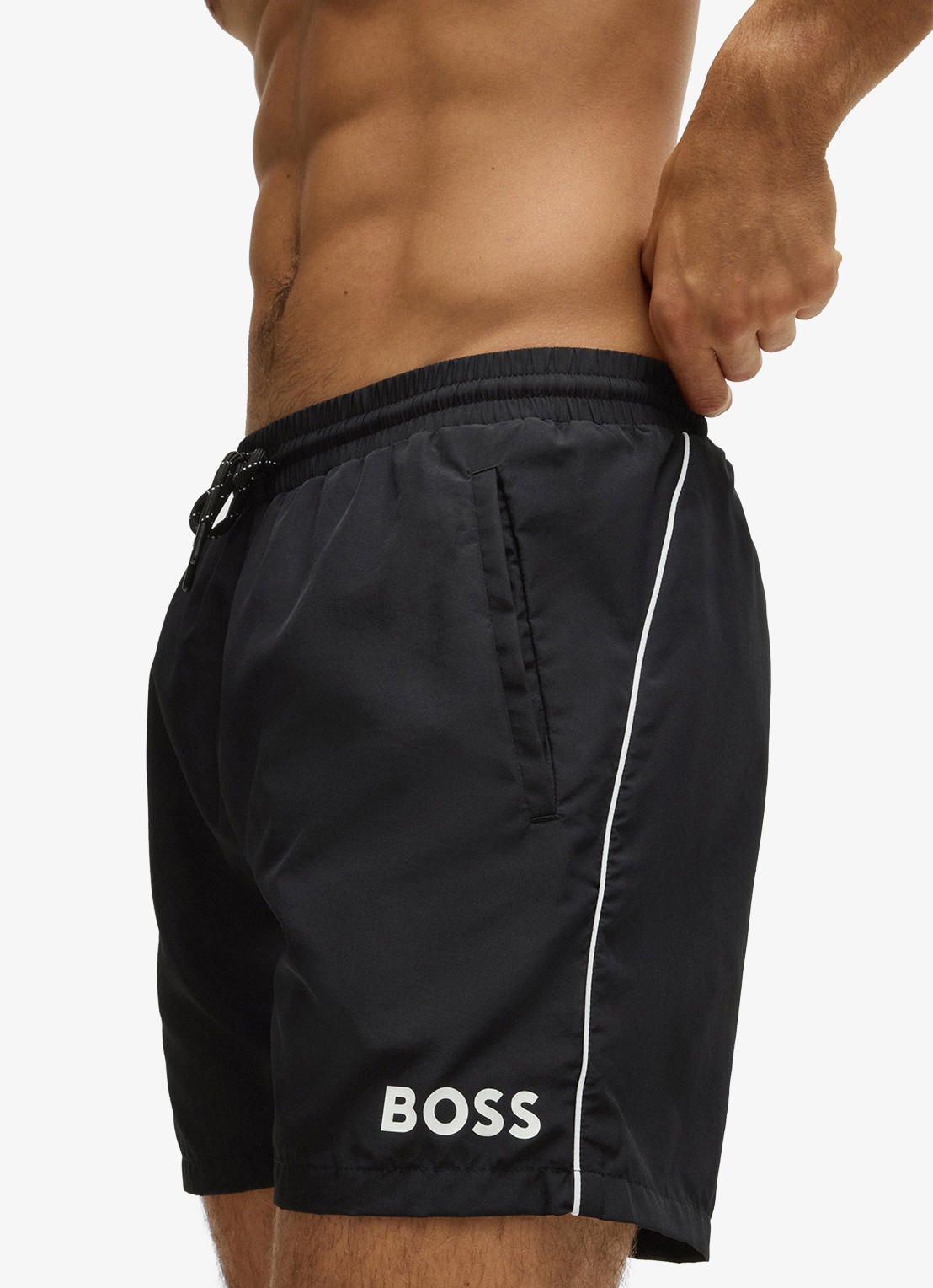 BOSS Zwemshorts met steekzakken en logo - detail 3 black-001 / zwart