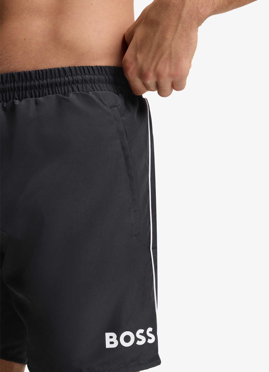 BOSS Zwemshorts met steekzakken en logo - detail 2 black-001 / zwart