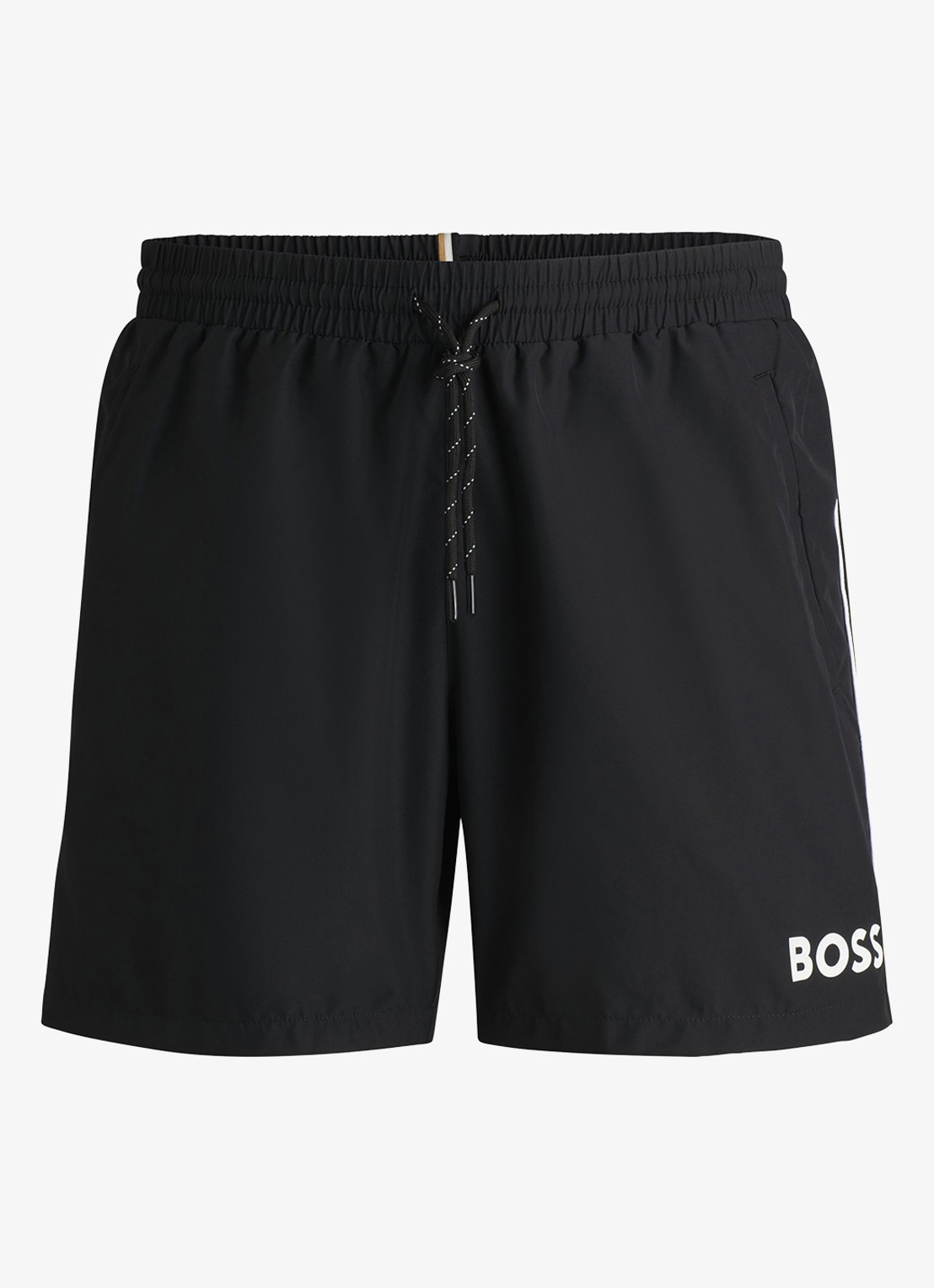 BOSS Zwemshorts met steekzakken en logo - voorkant black-001 / zwart