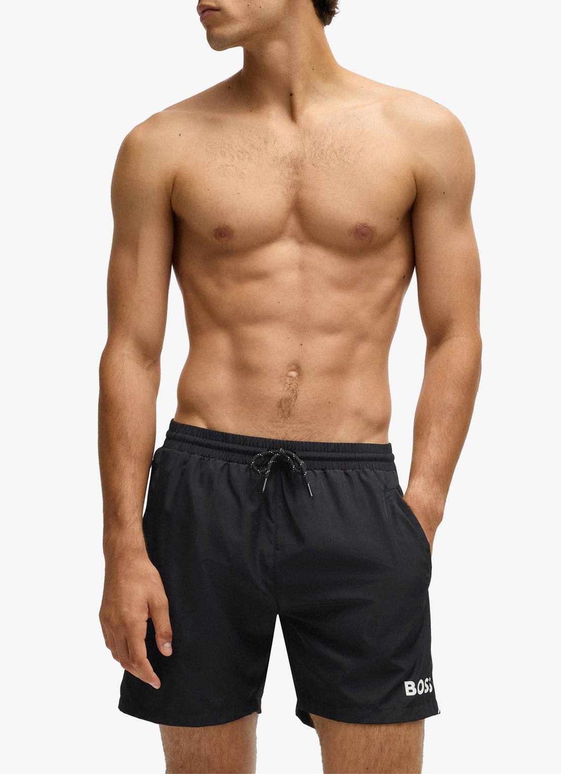 BOSS Zwemshorts met steekzakken en logo - voorkant 2 black-001 / zwart
