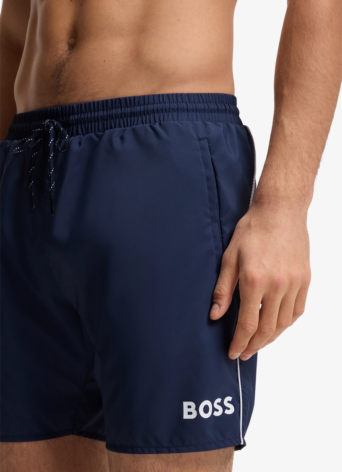 BOSS Zwemshorts met steekzakken en logo - detail 4 navy-413 / blauw