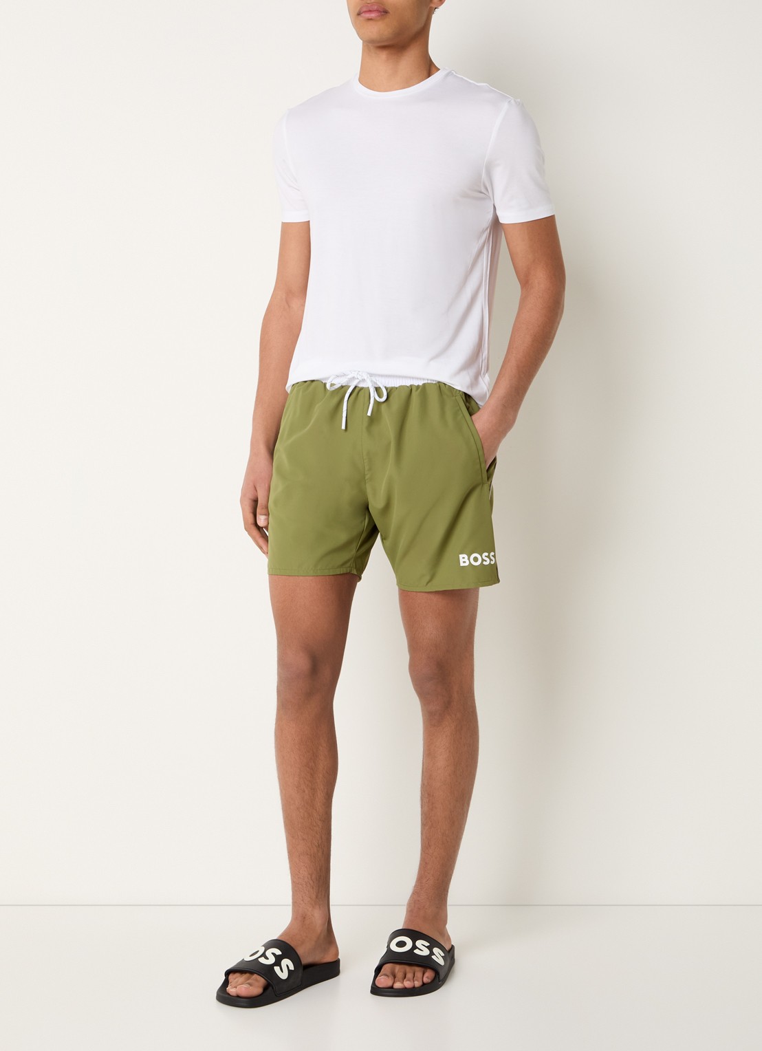 BOSS Zwemshorts met steekzakken en logo - voorkant 3 medium green-311 / groen
