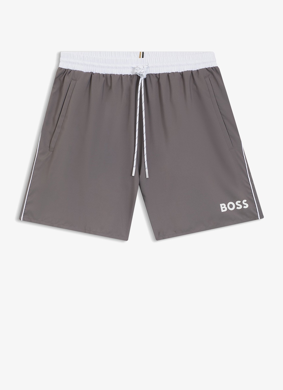 BOSS Zwemshorts met steekzakken en logo - voorkant dark grey-025 / grijs