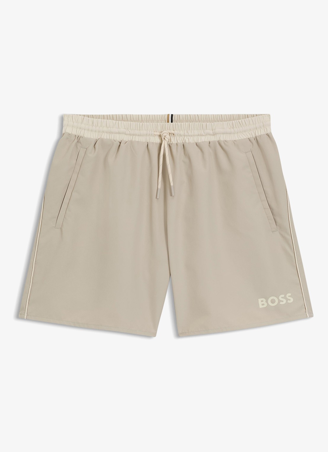 BOSS Zwemshorts met steekzakken en logo - voorkant light beige-274 / beige