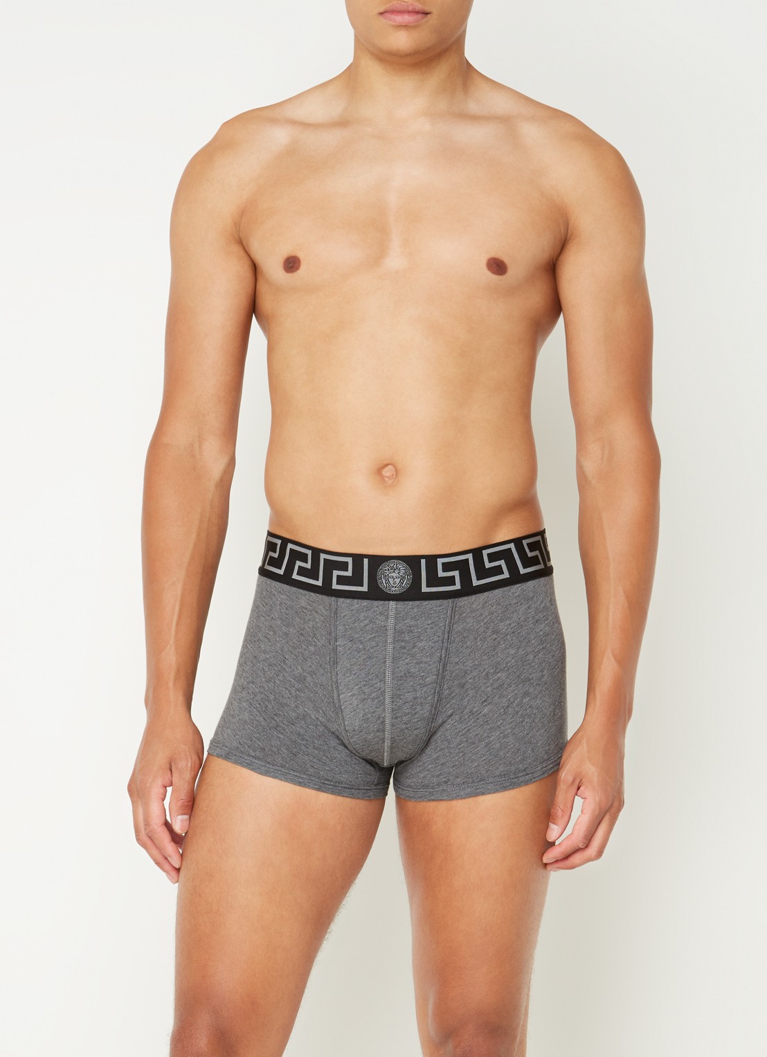 Boxershort met logoband - voorkant 2 middengrijs