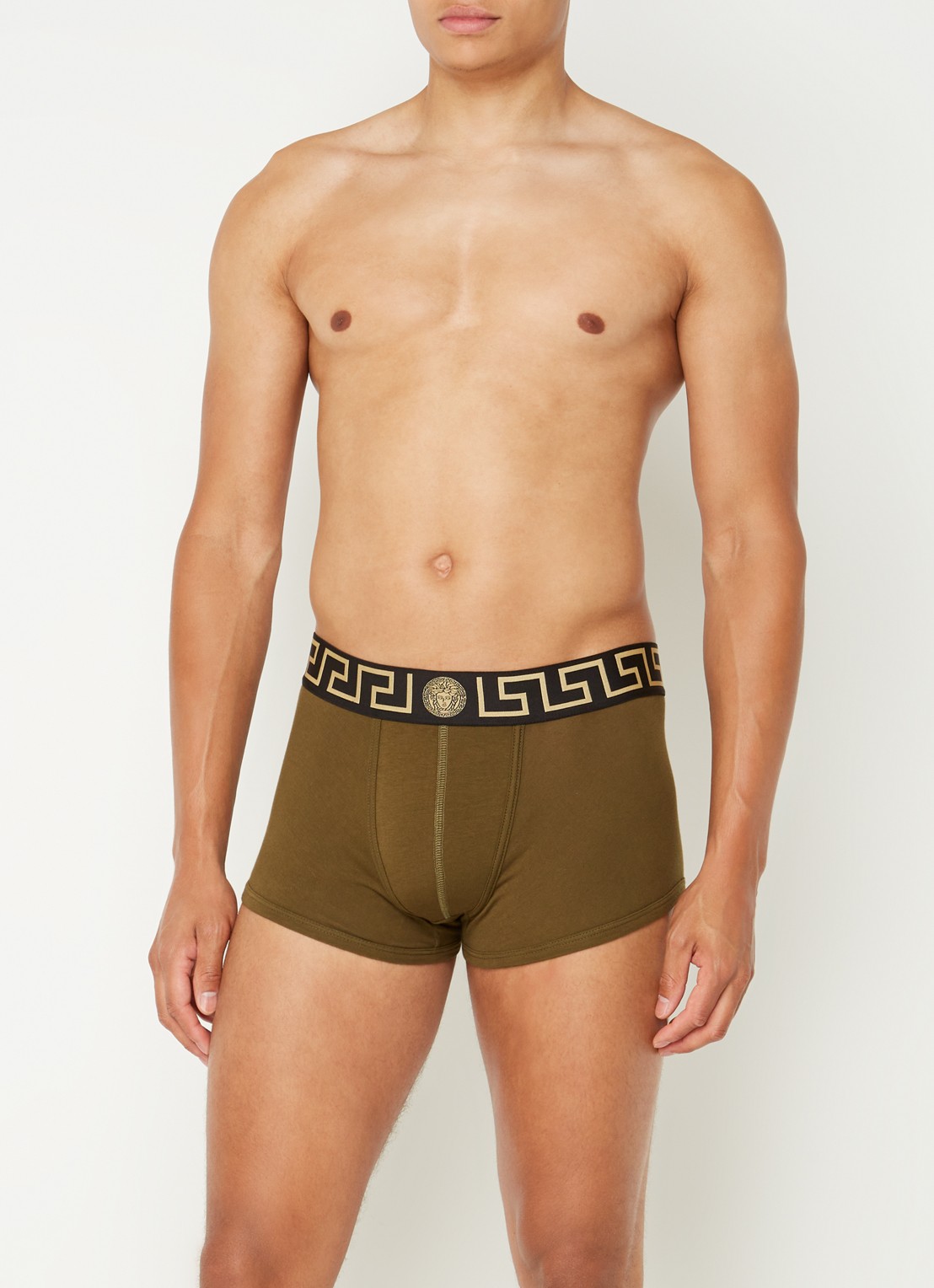 Boxershort met logoband - voorkant 2 bronsgroen