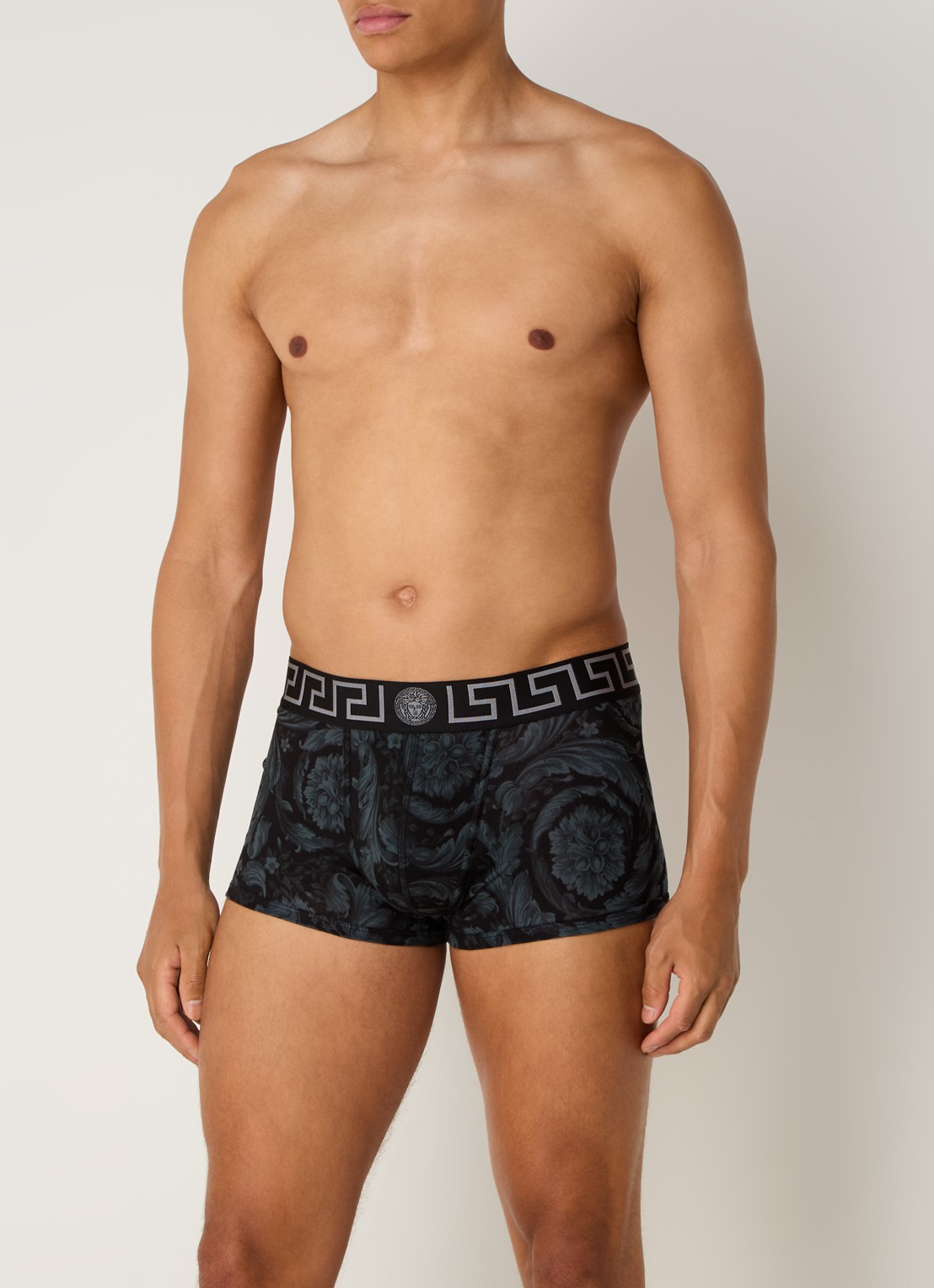 Boxershort van  katoen met logoband - voorkant 3 zwart