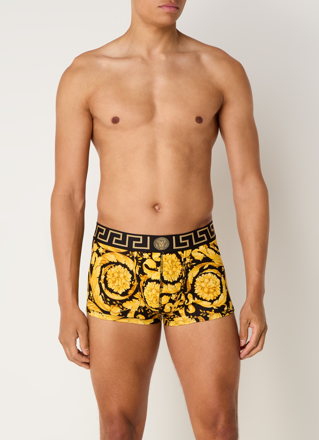 Boxershort van  katoen met logoband - voorkant 4 geel