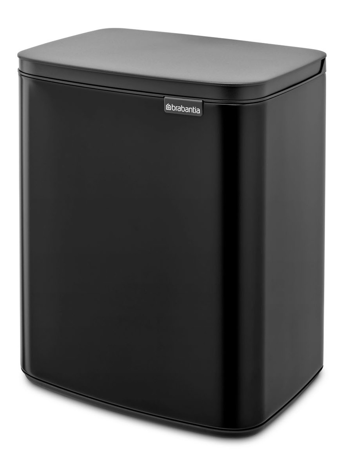Brabantia Bo afvalemmer 12 liter met kunststof binnenemmer - voorkant zwart