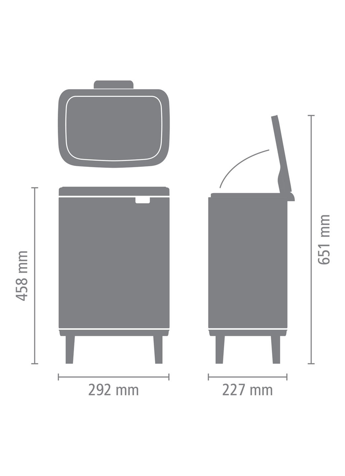 Brabantia Bo Hi afvalemmer 12 liter met kunststof binnenemmer - detail 5 zwart