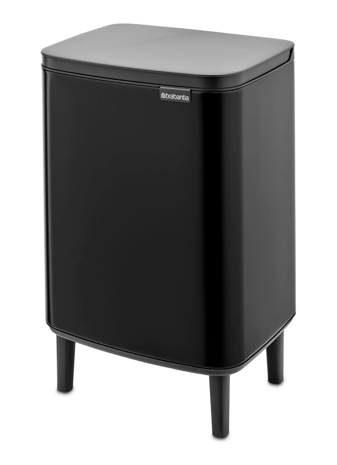 Brabantia Bo Hi afvalemmer 12 liter met kunststof binnenemmer - voorkant zwart