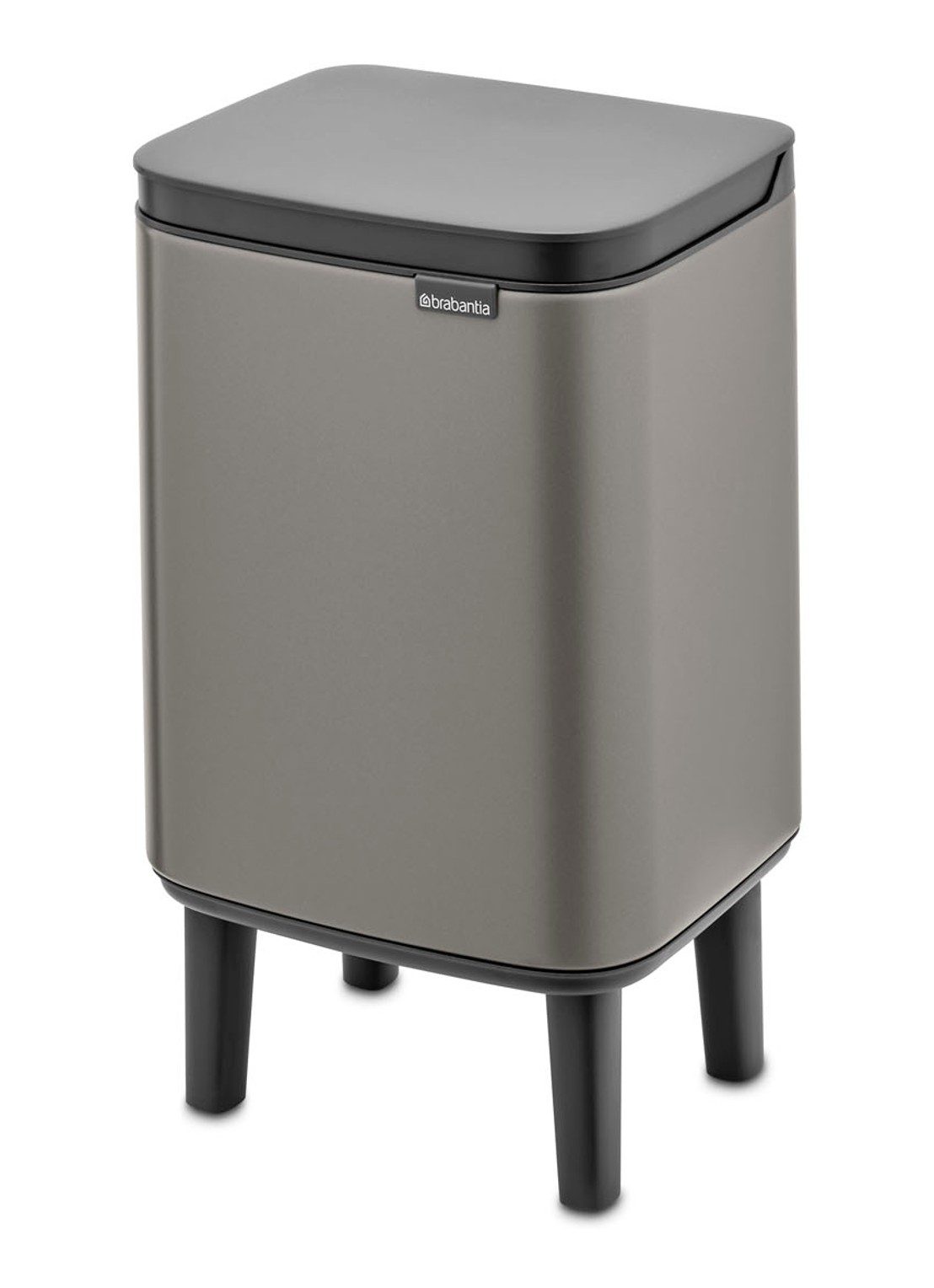 Brabantia Bo Hi afvalemmer 4 liter met kunststof binnenemmer - voorkant zilver