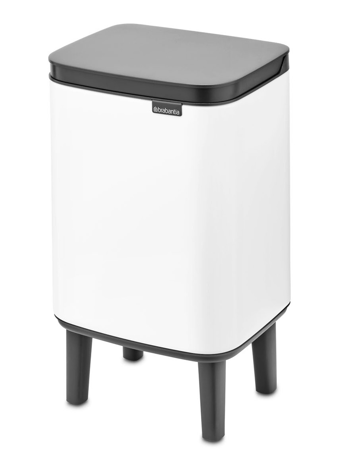 Brabantia Bo Hi afvalemmer 4 liter met kunststof binnenemmer - voorkant wit