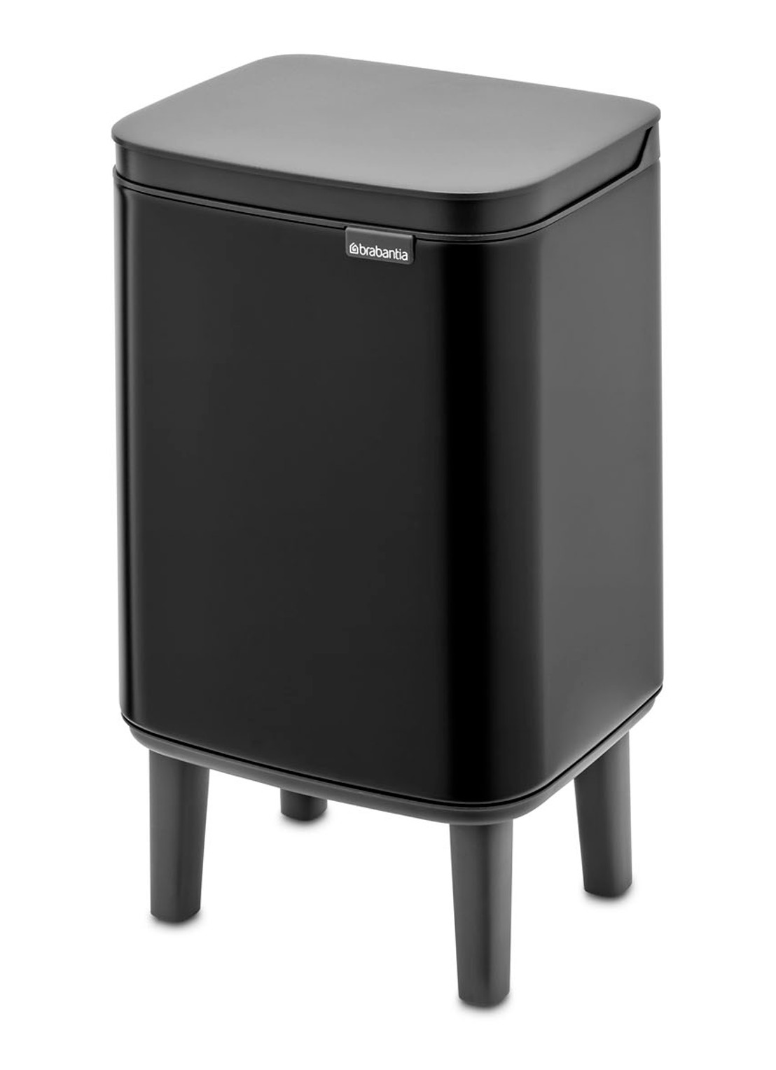 Brabantia Bo Hi afvalemmer 4 liter met kunststof binnenemmer - voorkant zwart