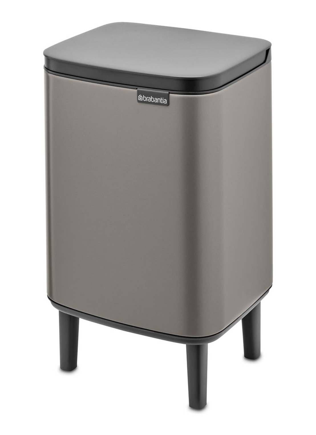 Brabantia Bo Hi afvalemmer 7 liter met kunststof binnenemmer - voorkant zilver