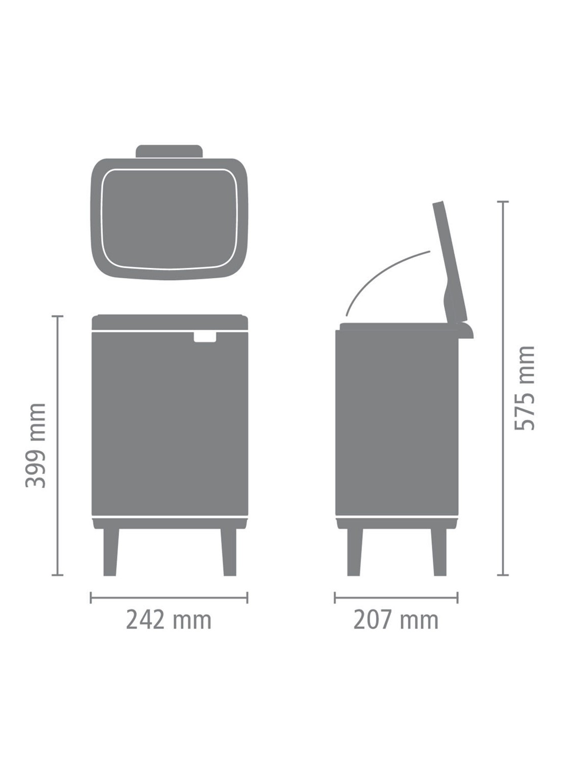 Brabantia Bo Hi afvalemmer 7 liter met kunststof binnenemmer - detail 3 wit