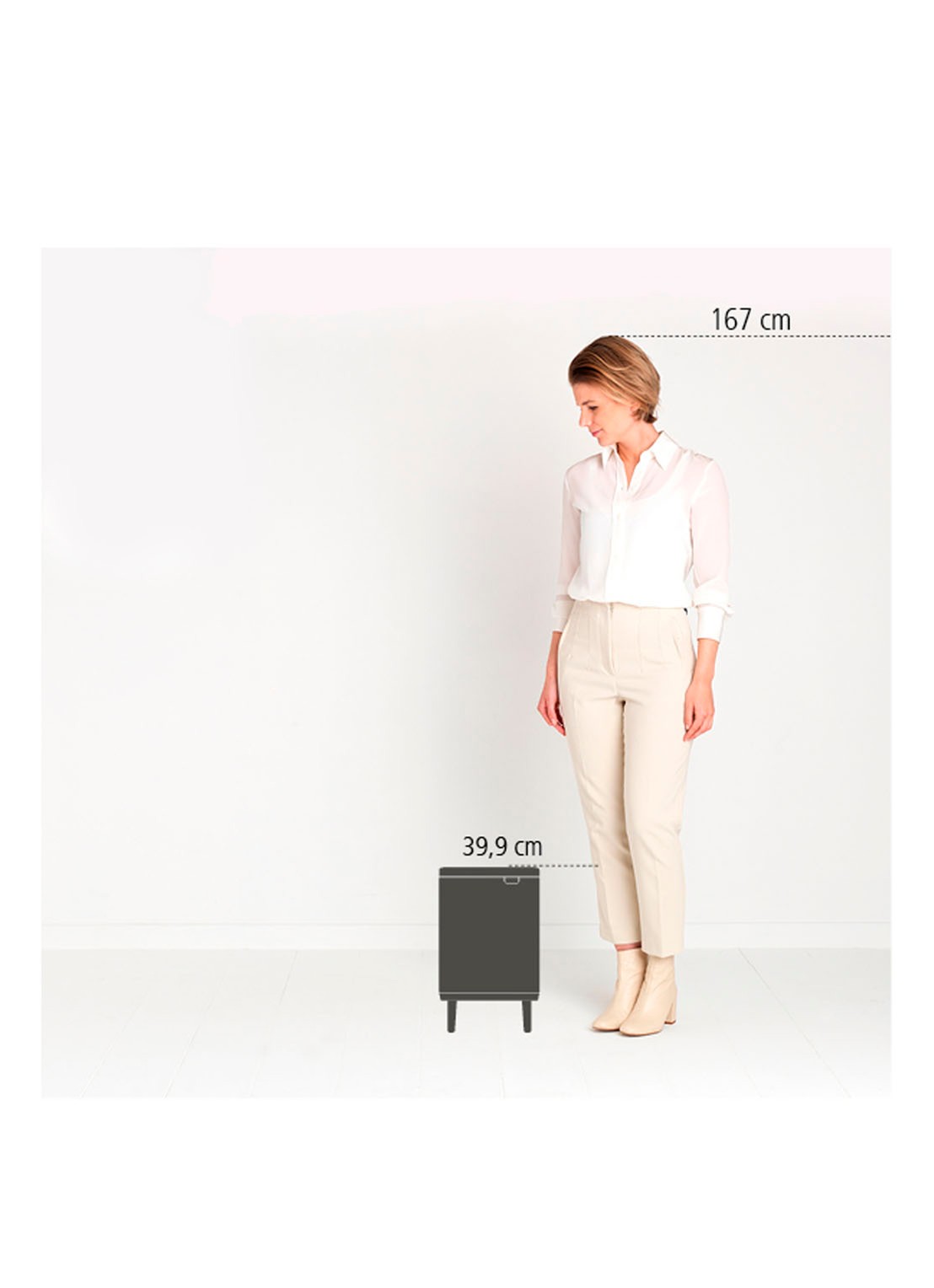 Brabantia Bo Hi afvalemmer 7 liter met kunststof binnenemmer - detail 4 wit
