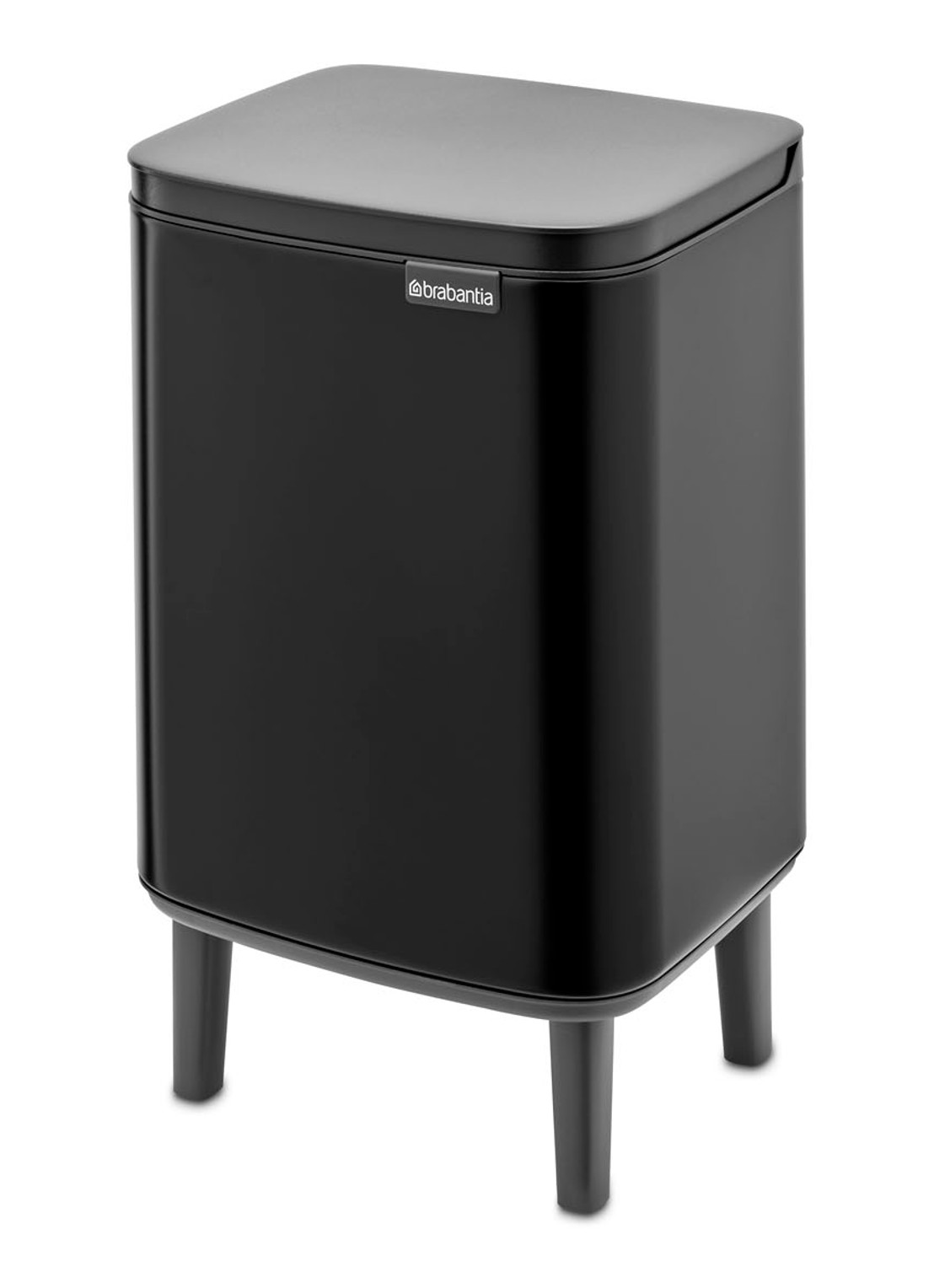 Brabantia Bo Hi afvalemmer 7 liter met kunststof binnenemmer - voorkant zwart