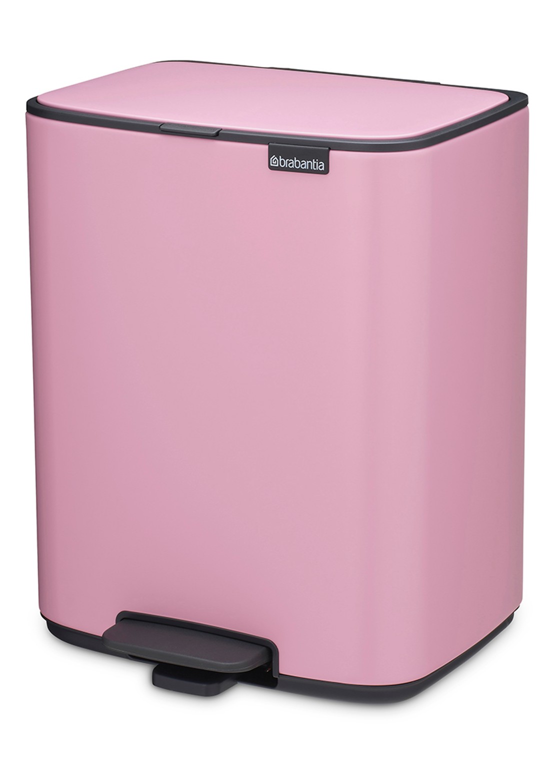 Brabantia Bo pedaalemmer 12 liter - voorkant 6 donkerroze