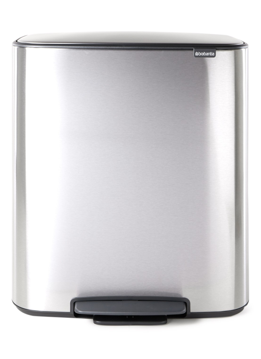 Brabantia Bo pedaalemmer 60 liter - voorkant zilver