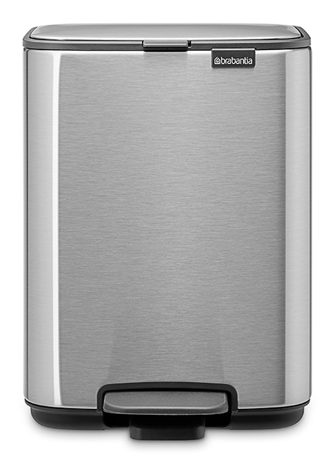 Brabantia Bo Touch Bin  duo prullenbak met deksel 2 x 30 liter - voorkant 8 metallic