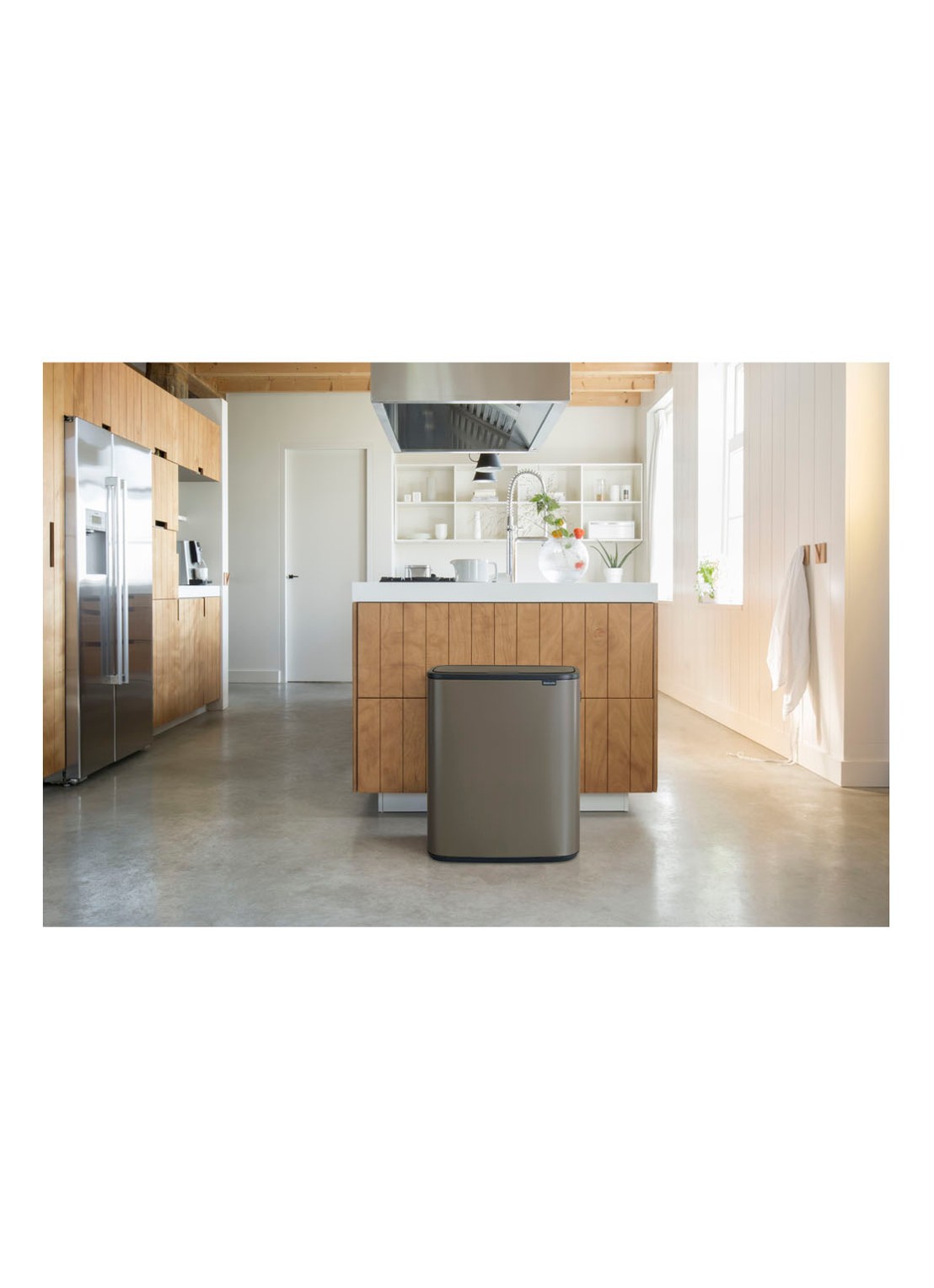 Brabantia Bo Touch Bin  duo prullenbak met deksel  2 x 30 liter - voorkant 2 donkergrijs