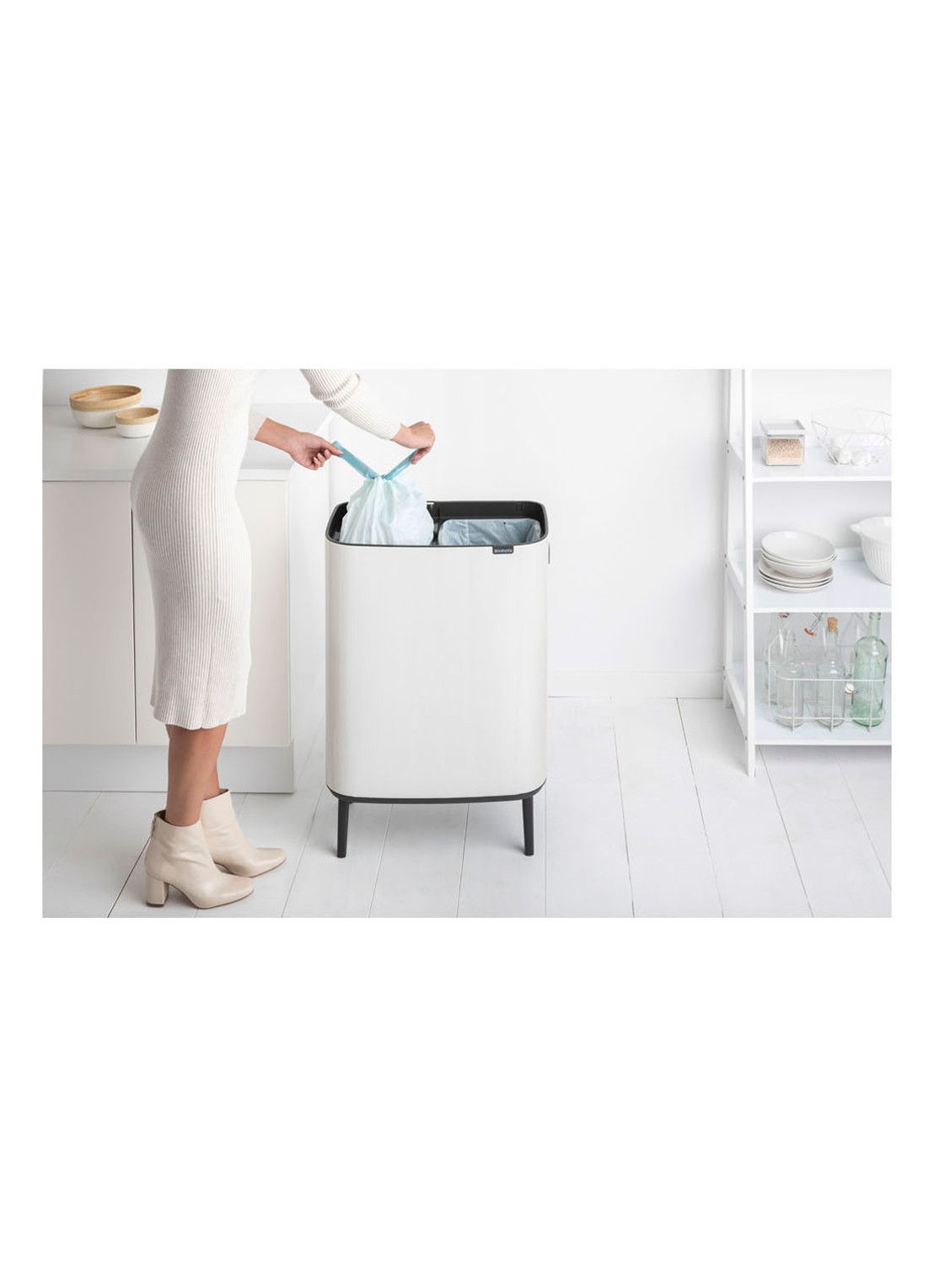 Brabantia Bo Touch Bin Hi  duo prullenbak met deksel op pootjes 2 x 30 liter - detail 6 wit