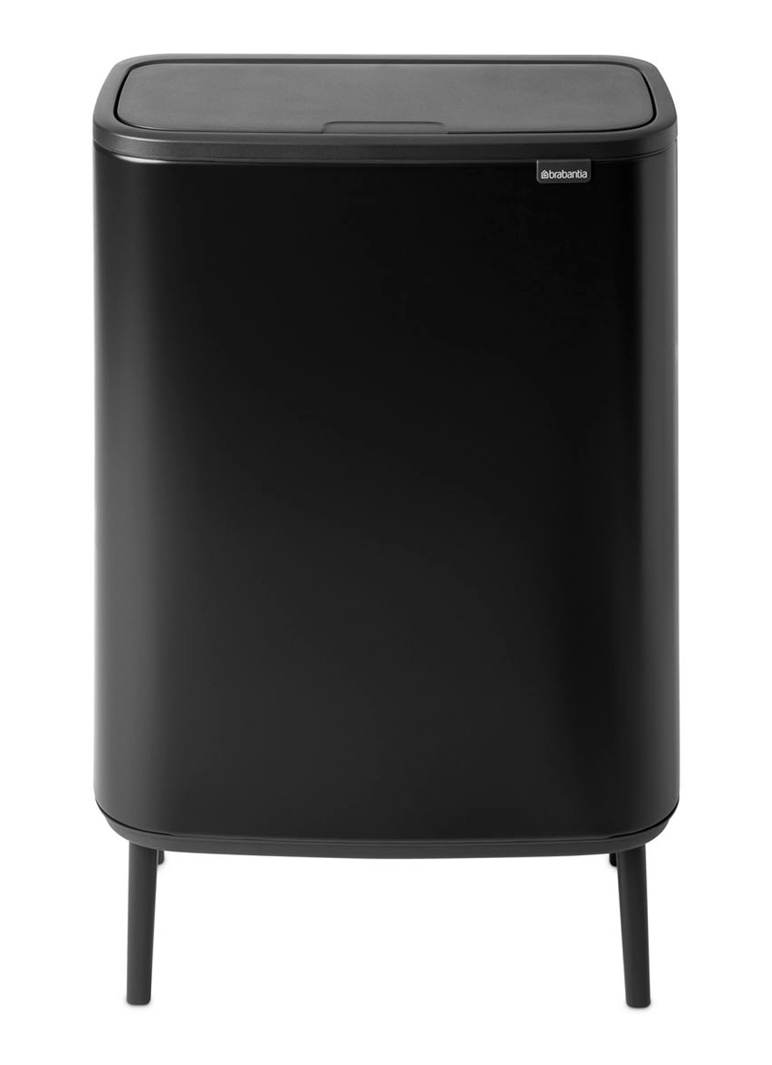 Brabantia Bo Touch Bin Hi  duo prullenbak met deksel op pootjes 2 x 30 liter - voorkant zwart