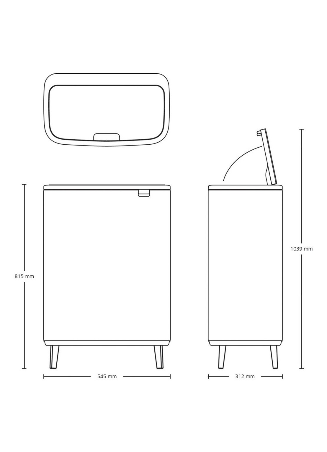 Brabantia Bo Touch Bin Hi  duo prullenbak met deksel op pootjes 2 x 30 liter - detail 5 grijs