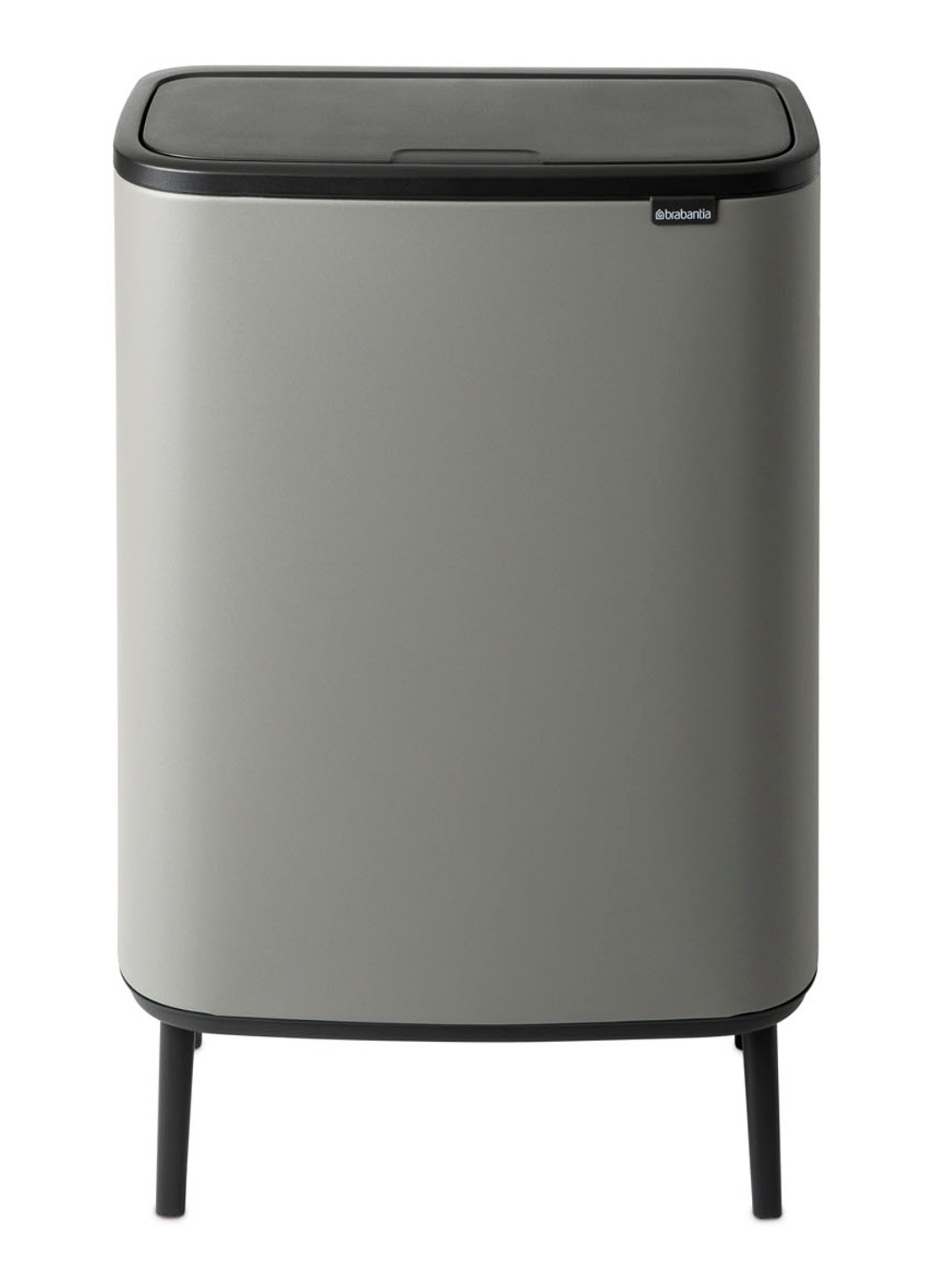 Brabantia Bo Touch Bin Hi  duo prullenbak met deksel op pootjes 2 x 30 liter - voorkant grijs