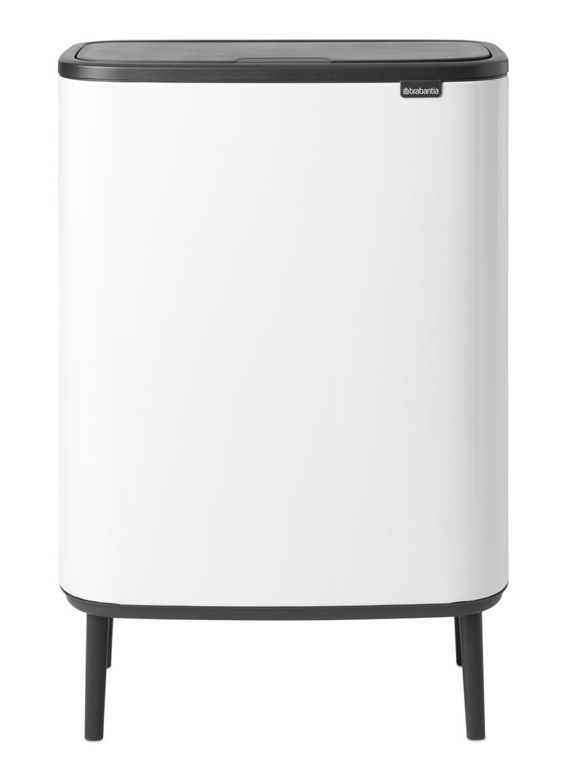 Brabantia Bo Touch Bin Hi prullenbak met deksel op pootjes 60 liter - voorkant 6 wit