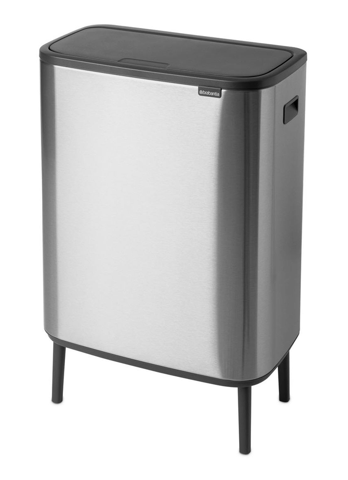 Brabantia Bo Touch Bin Hi prullenbak met deksel op pootjes 60 liter - detail zilver