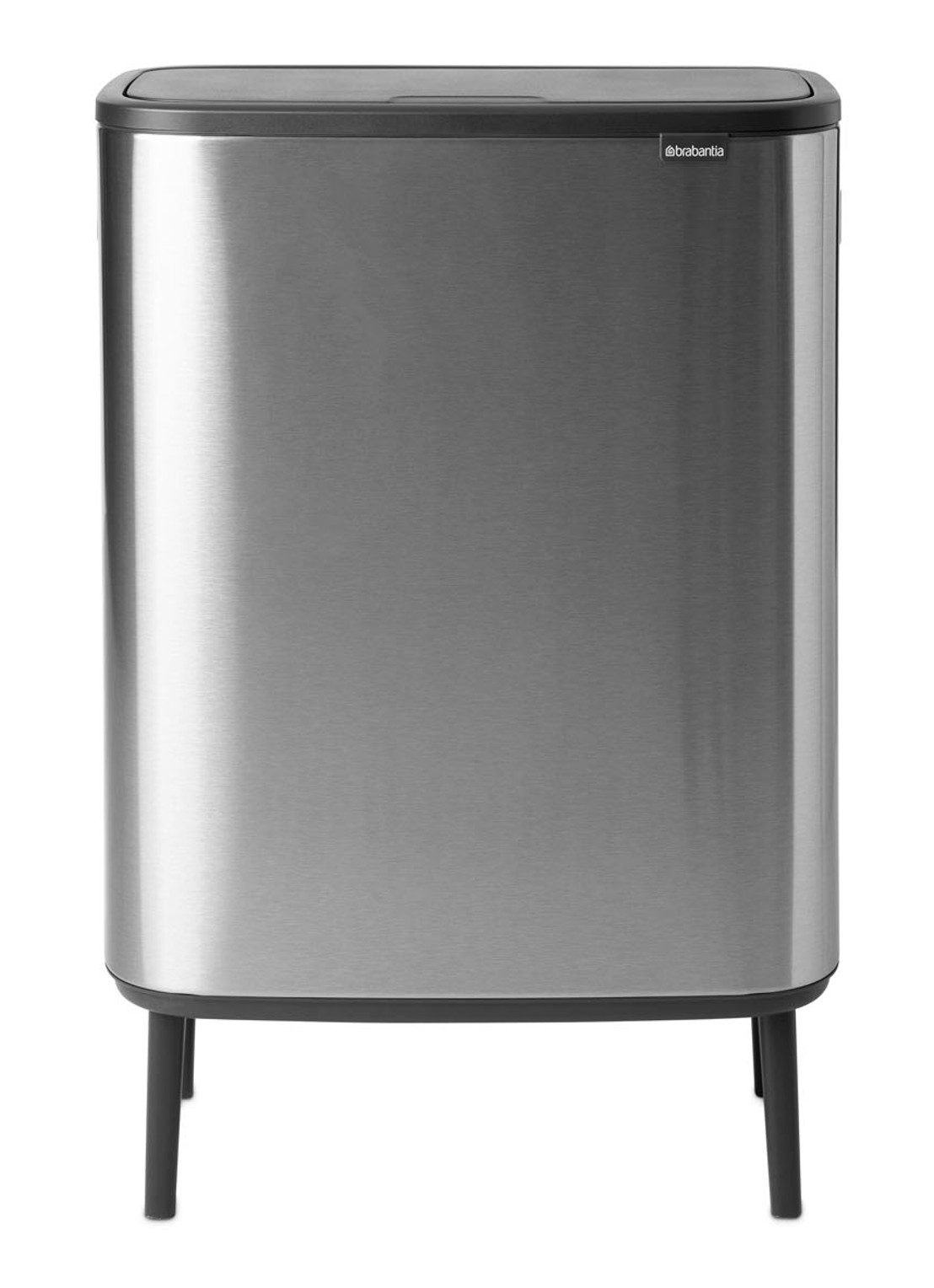 Brabantia Bo Touch Bin Hi prullenbak met deksel op pootjes 60 liter - voorkant 6 zilver