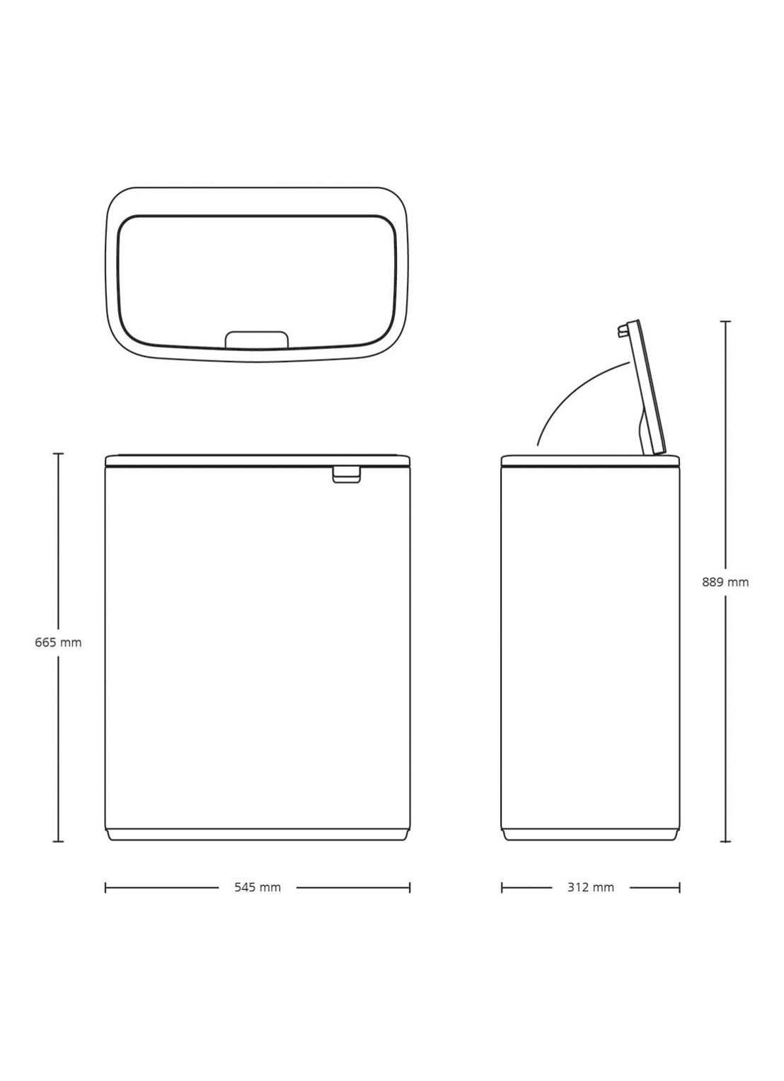 Brabantia Bo Touch Bin prullenbak met deksel 60 liter - detail 5 wit
