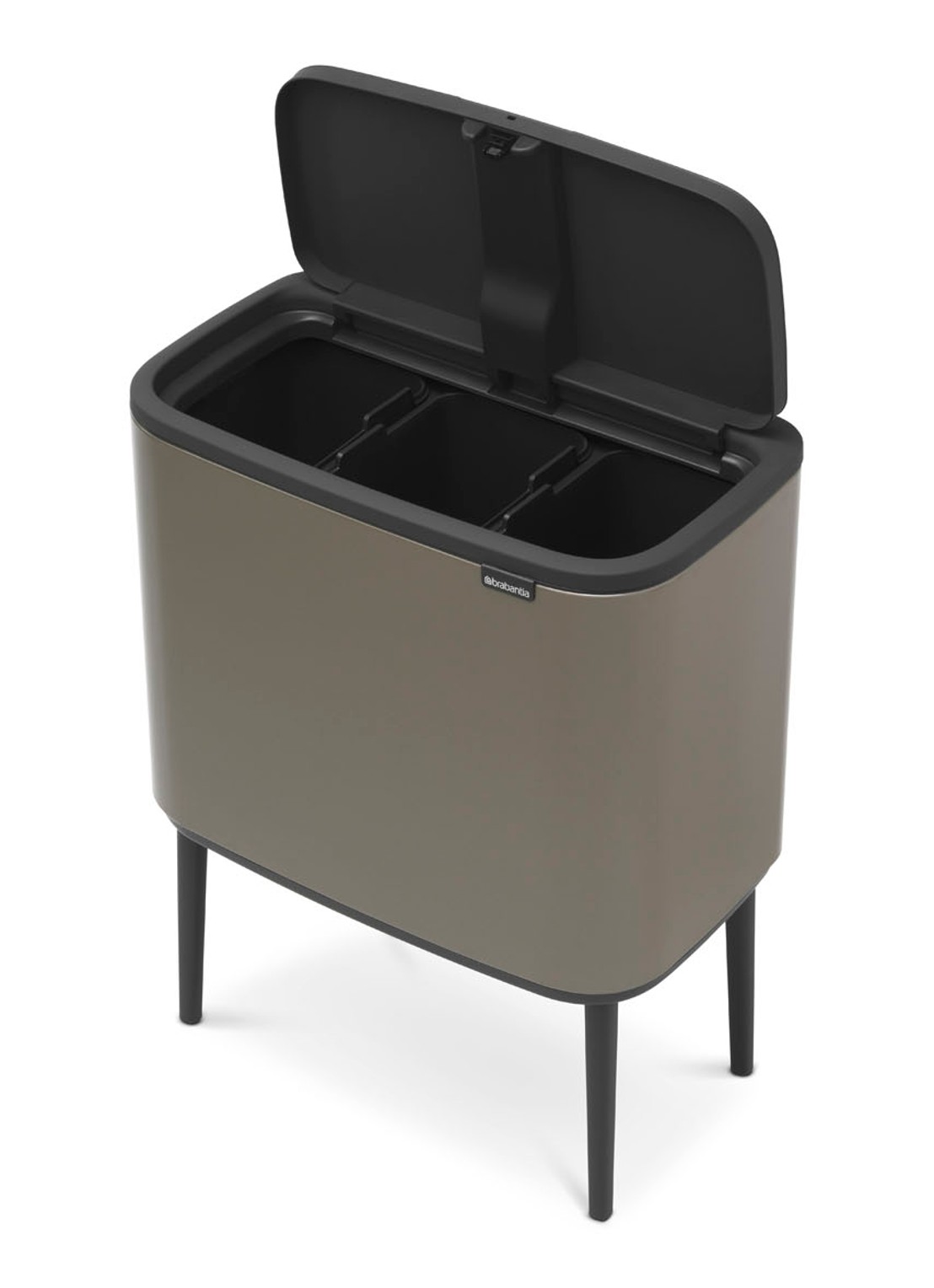 Brabantia Bo Touch Bin  prullenbak met deksel op pootjes 3 x 11 liter - detail 4 donkergrijs