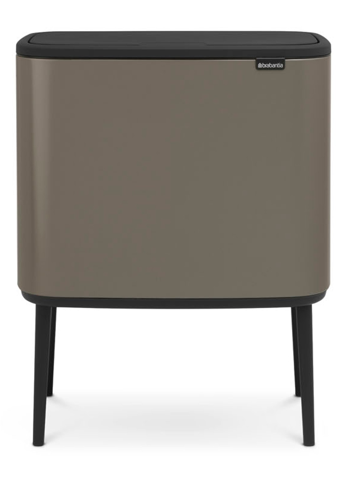 Brabantia Bo Touch Bin  prullenbak met deksel op pootjes 3 x 11 liter - voorkant donkergrijs