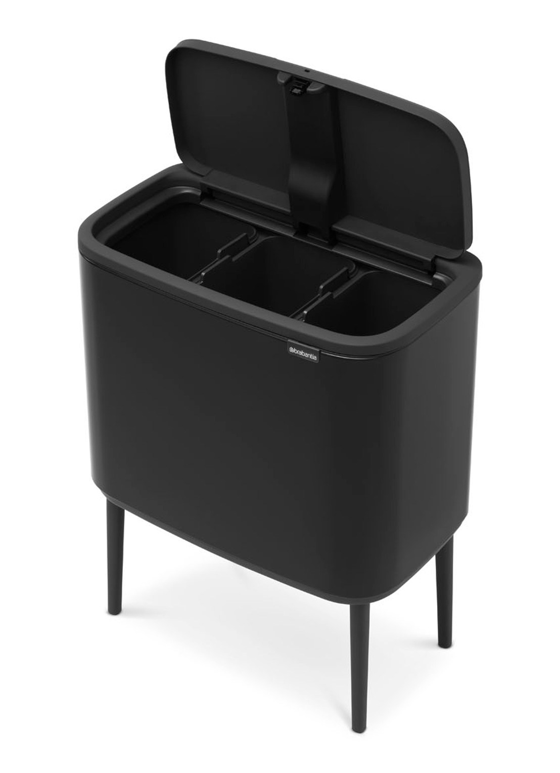 Brabantia Bo Touch Bin  prullenbak met deksel op pootjes 3 x 11 liter - detail 2 zwart